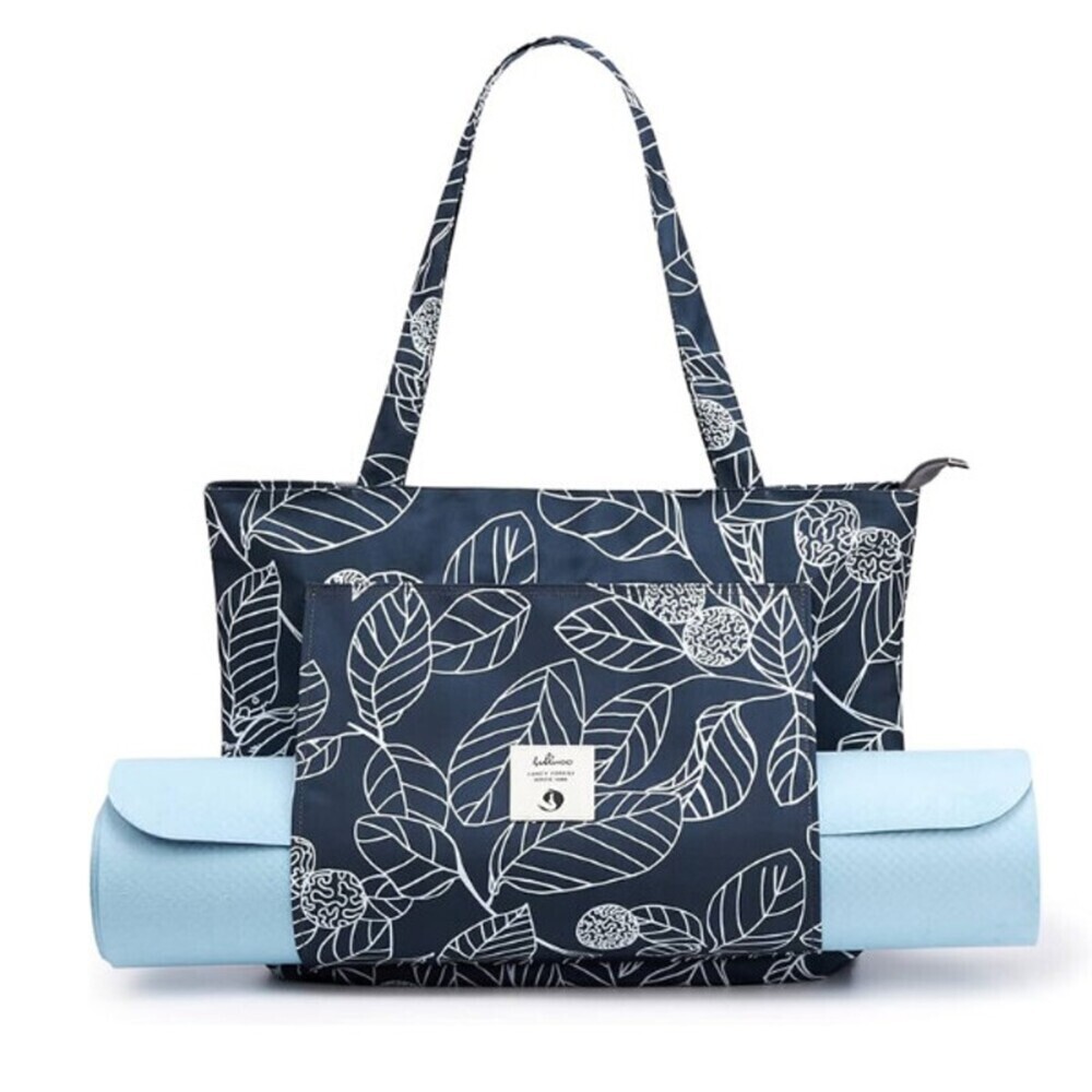 WLLWOO Yoga Bag Yoga Mat Bag Carrier Canvas Tote Blue Paisley Floral